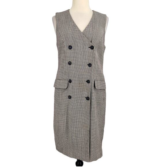 Vintage Talbots Wool Blend Double Breasted Pencil Dress Houndstooth Size 4 - Picture 1 of 5
